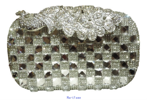 RHINESTONE PEACOCK CLUTCH, 1 Size