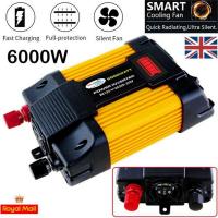 6000W Peak Car Power Inverter Dual USB DC 12V to AC 240V Converter Sine Wave